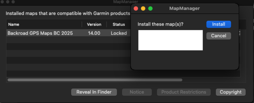 Map Manager prompt – Install